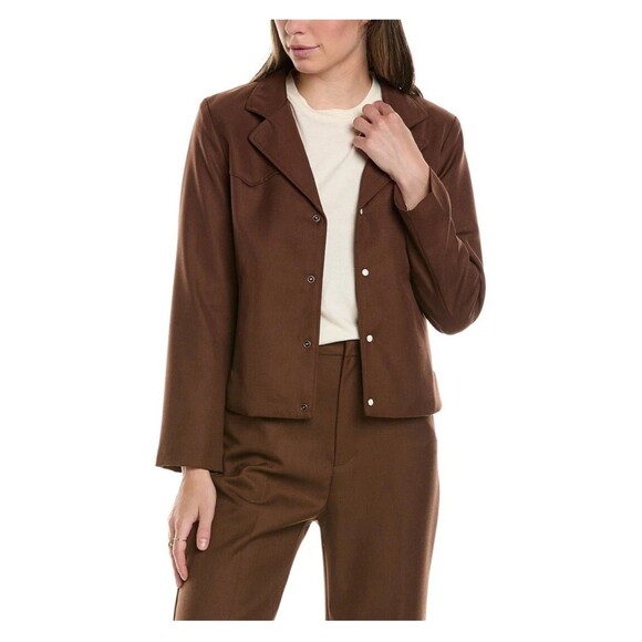 THE GREAT. Western Blazer Size 0 Hickory Brown NEW Pearl Snap Rodeo Jacket - Picture 1 of 16